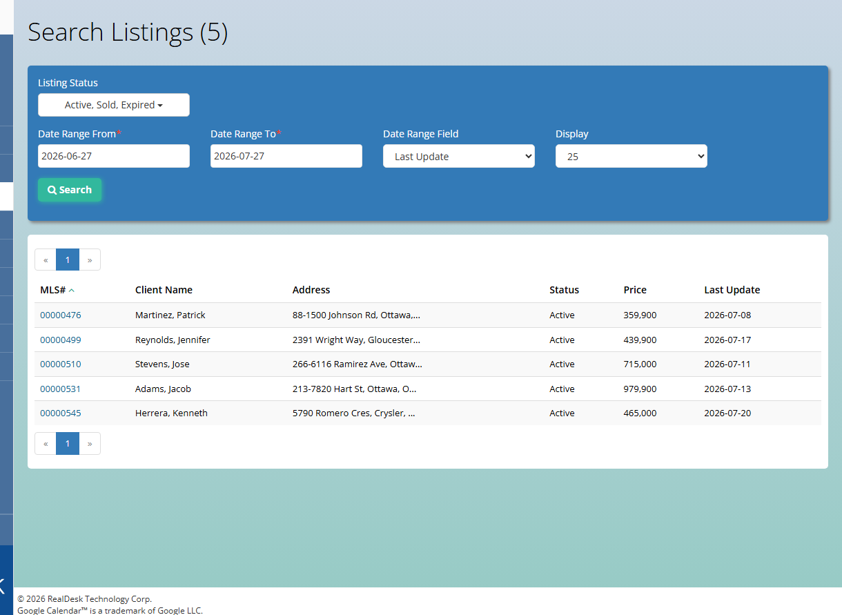 Agent Basic Training — listings list