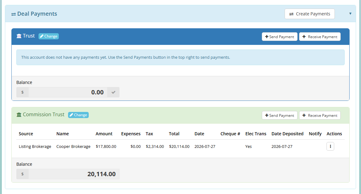 Sales Demo — Deal Payments overview